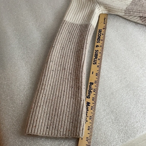 Ann Taylor 100% Cashmere Colorblock Cowl Neck Sweater Cream Taupe XS - Picture 12 of 13